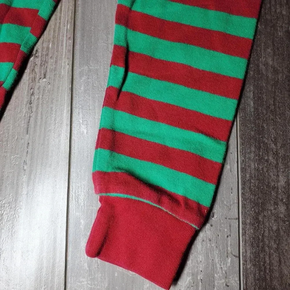 Gymboree Size 2t Matching Elf Pajama Set Red & Green Striped Christmas PJs EUC